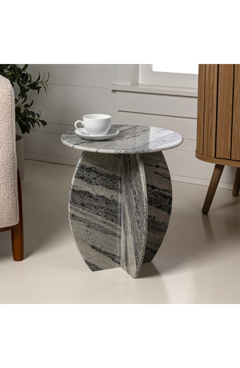JONATHAN Y Venus 17.5" Contemporary Natural Marble Handmade X-Shaped End Table, Alternate, color, Gray/Black