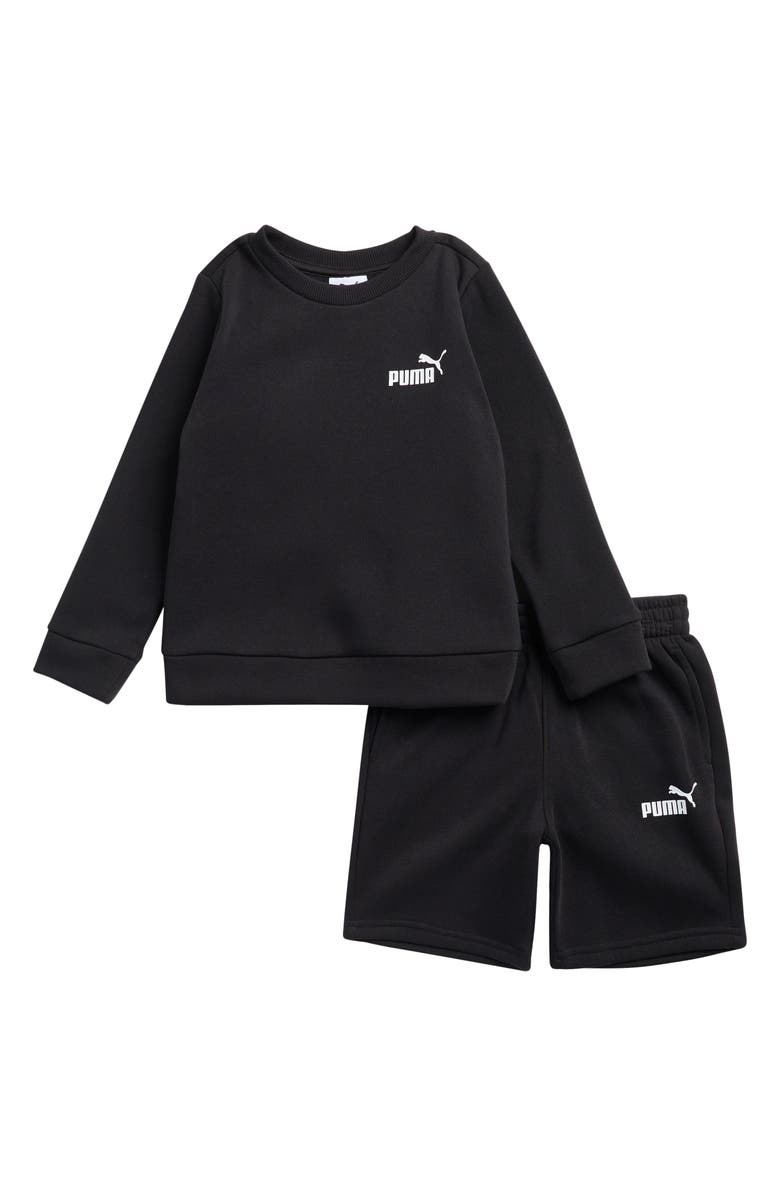 PUMA Kids' Fleece Sweatshirt & Shorts, Main, color, Black