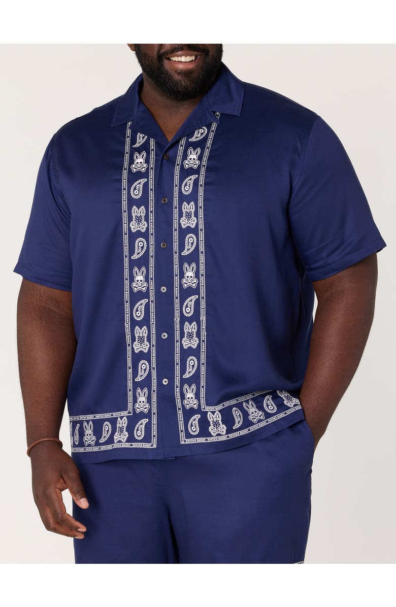 Psycho Bunny Big & Tall Embroidered Sport Shirt, Main, color, Evening Blue