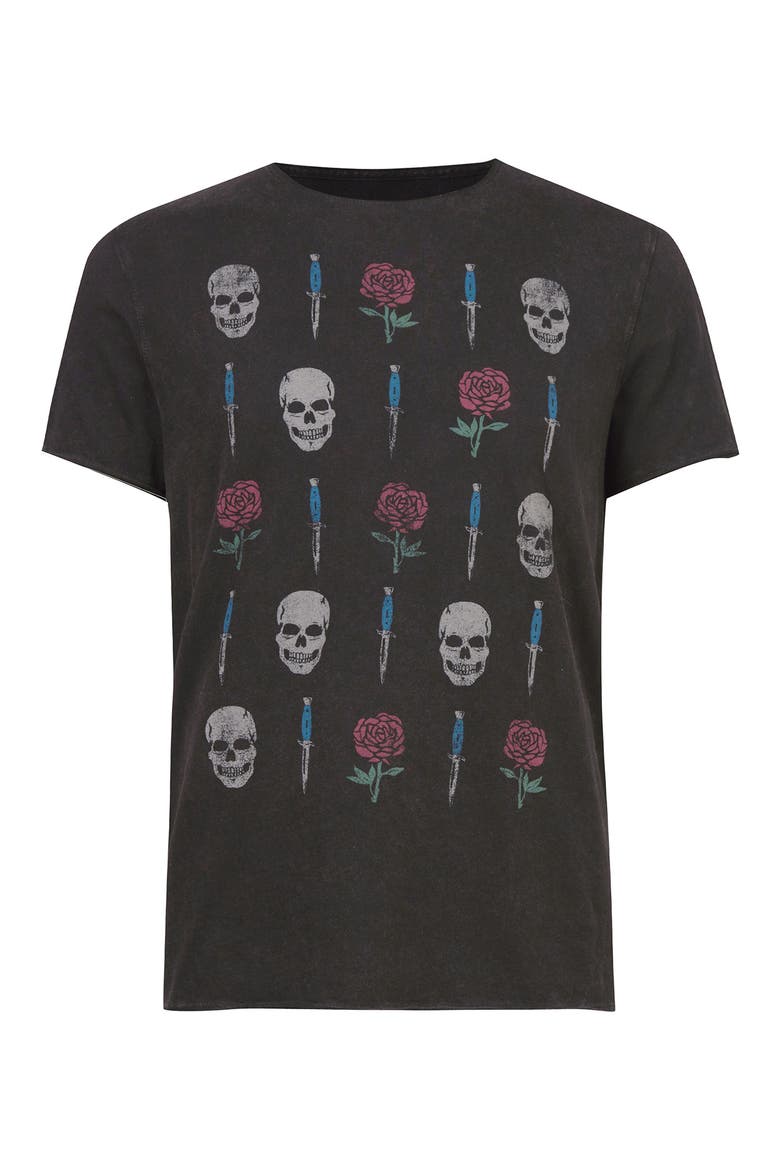 Raw Edge Vintage Wash Graphic Tee, Alternate, color, BLACK