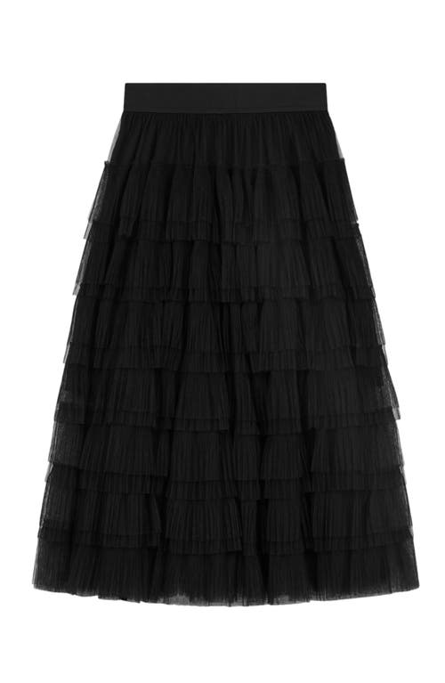 Maje Tulle Midi Skirt In Black