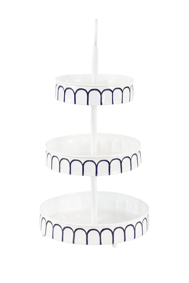 White Metal Farmhouse Tiered Server, Alternate, color, WHITE