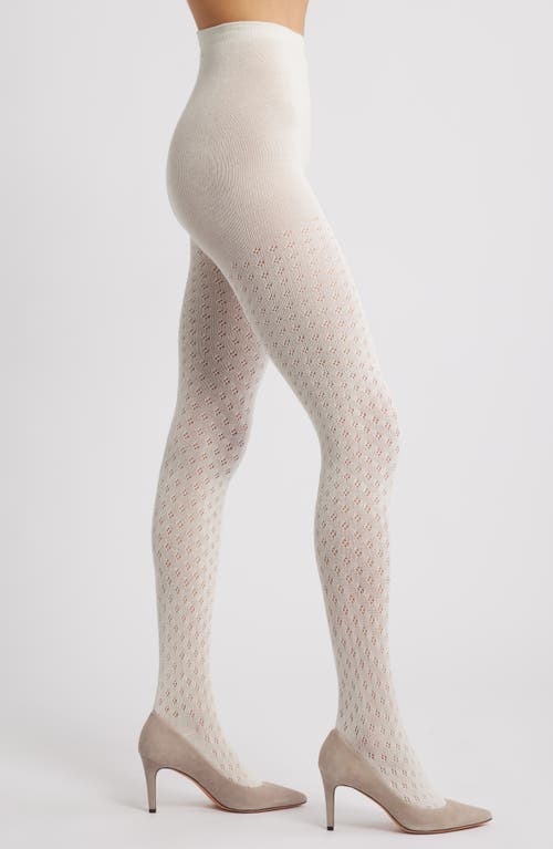 Hue Diamond Pointelle Sweater Tights In White