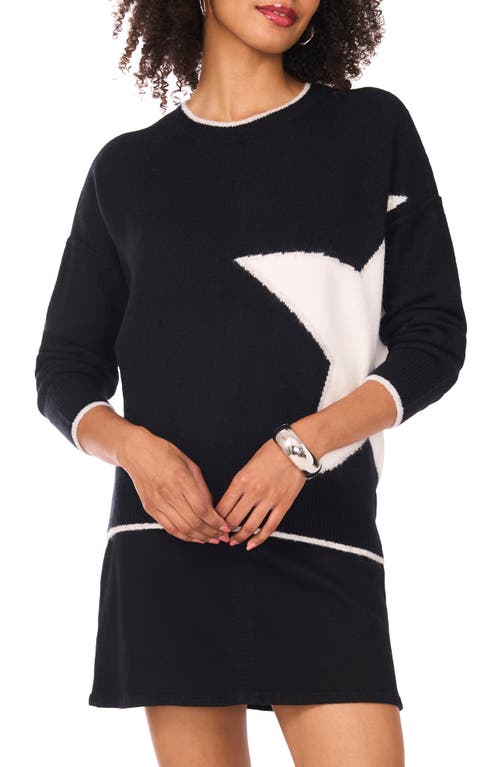 Vince Camuto Star Detail Crewneck Sweater In Black