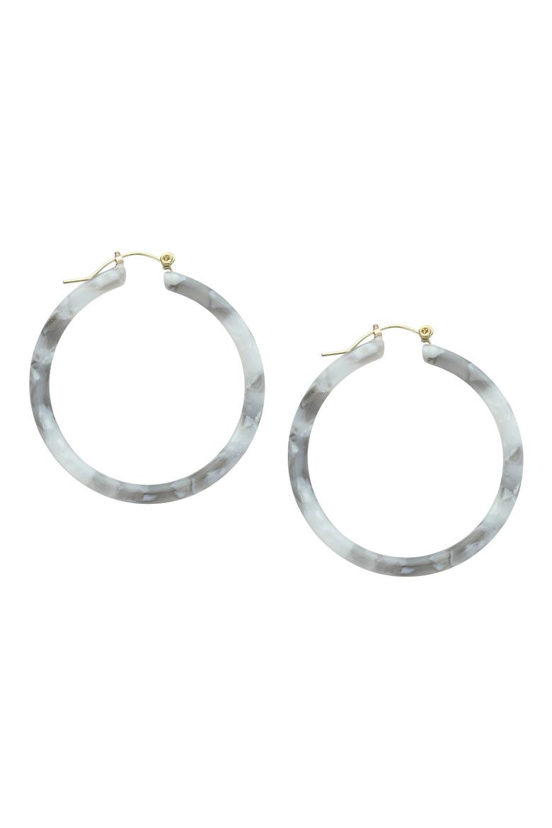 Marbled Resin Hoop Earrings, Main, color, GOLD / GREY