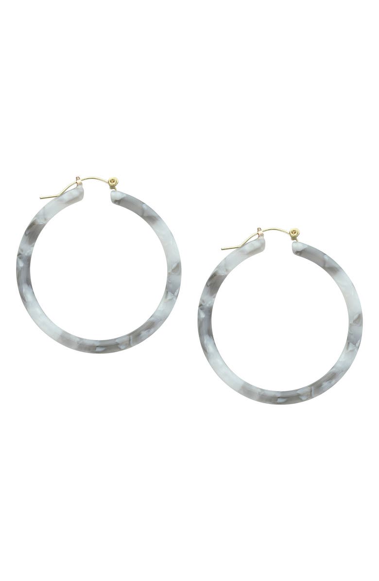 OLIVIA WELLES Marbled Resin Hoop Earrings, Main, color, Gold / Grey