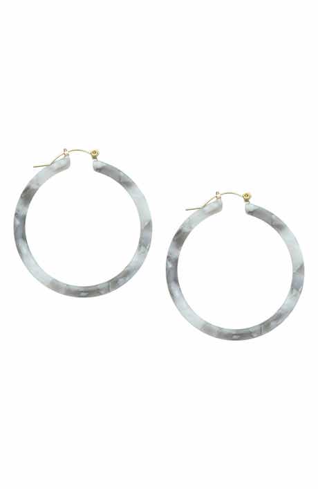 OLIVIA WELLES Marbled Resin Hoop Earrings