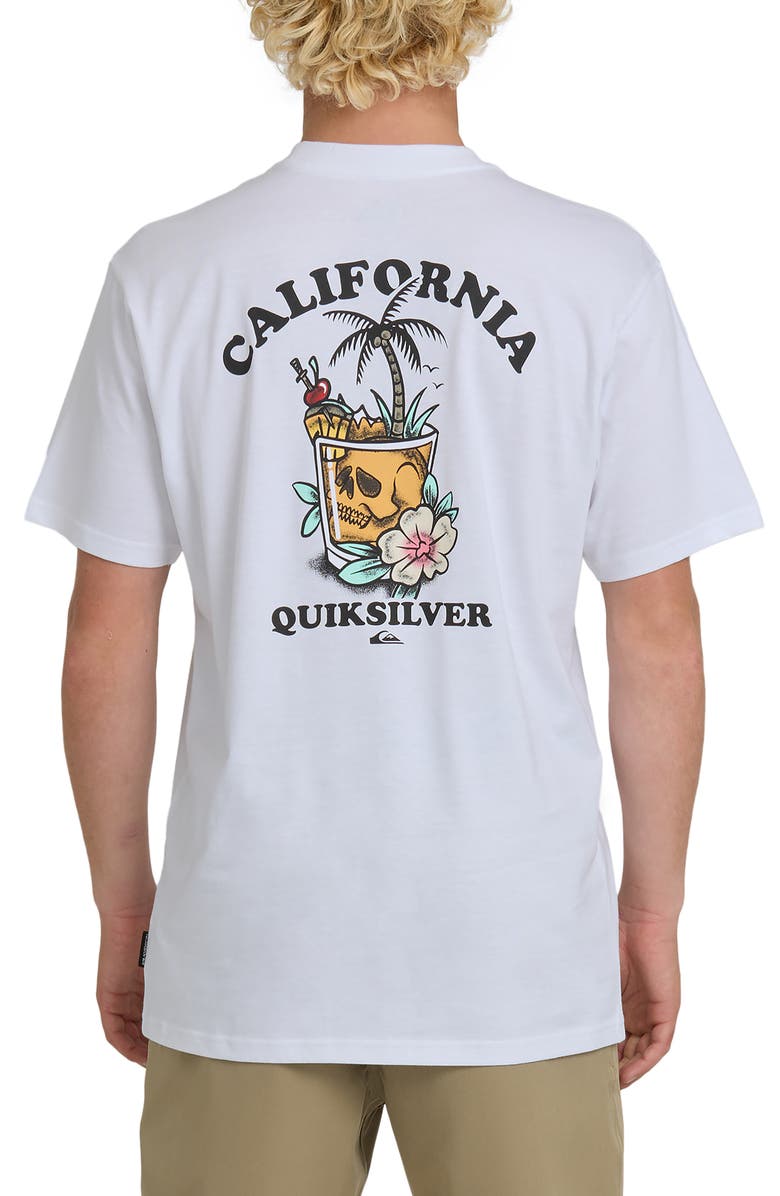 Quiksilver CA Skull Tail Cotton Graphic T-Shirt, Alternate, color, White
