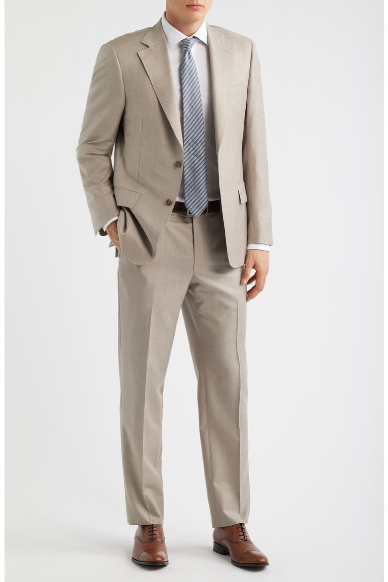 Tan Wool & Cashmere Serge Suit, Main, color, TAUPE