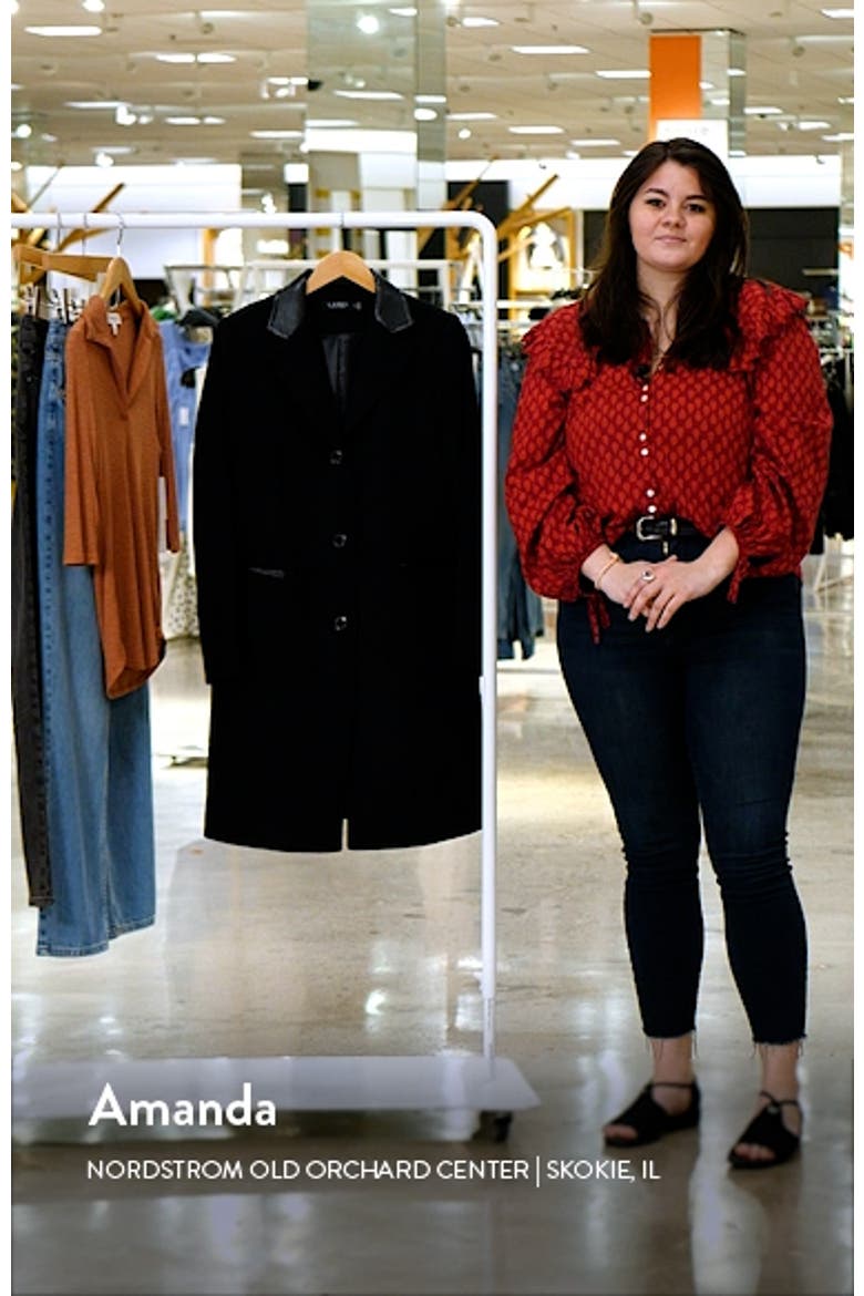 Faux Leather Trim Wool Blend Longline Coat video