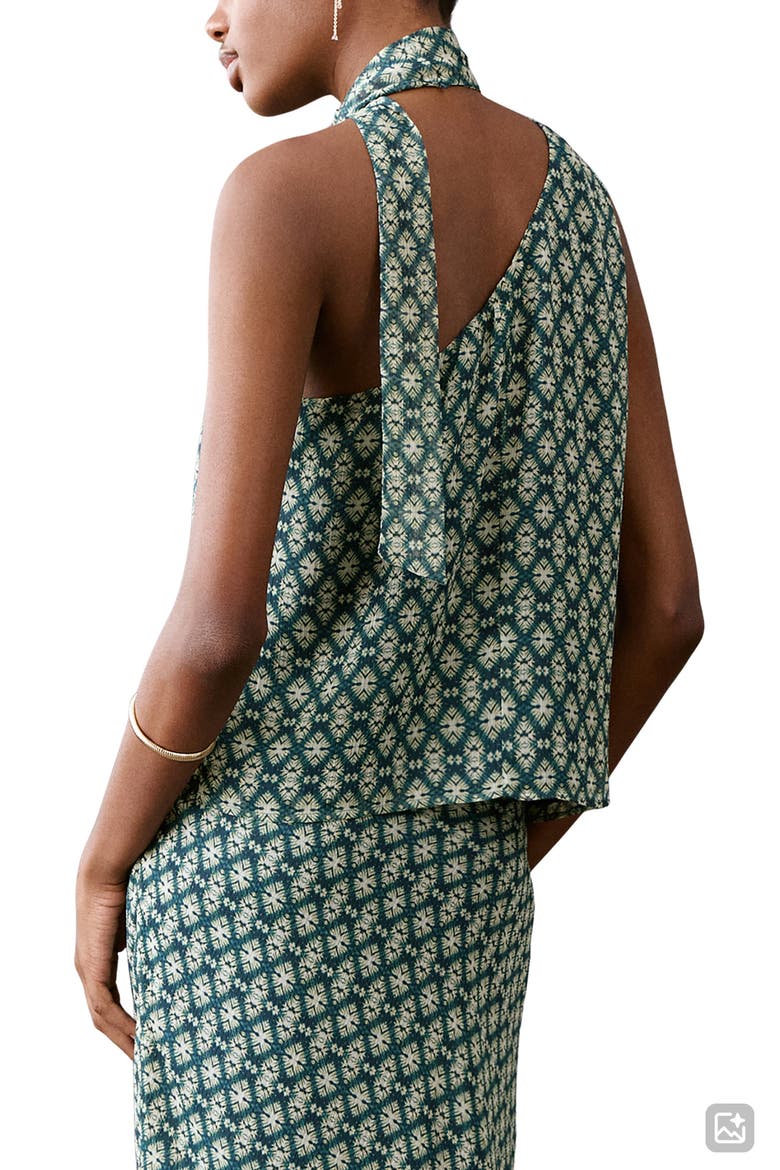 Metallic Tie One-Shoulder Top, Alternate, color, PETROL BLUE