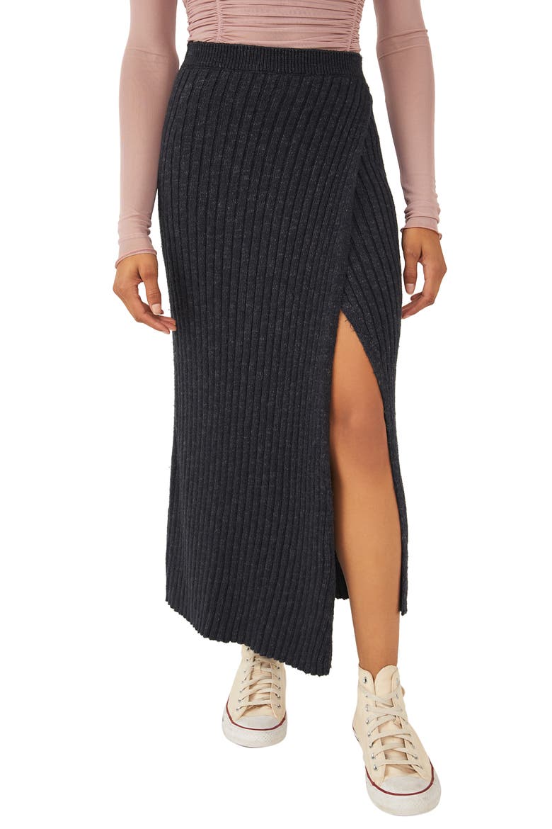 Better Days Rib Skirt, Main, color, BLACK COMBO