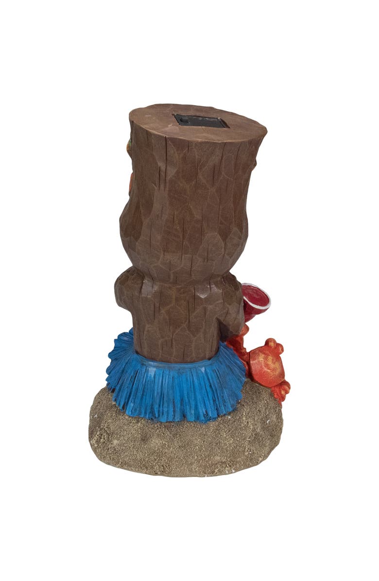 Northlight 13.75" Solar Lighted Polynesian Outdoor Garden Smiling Tiki Statue, Alternate, color, Brown