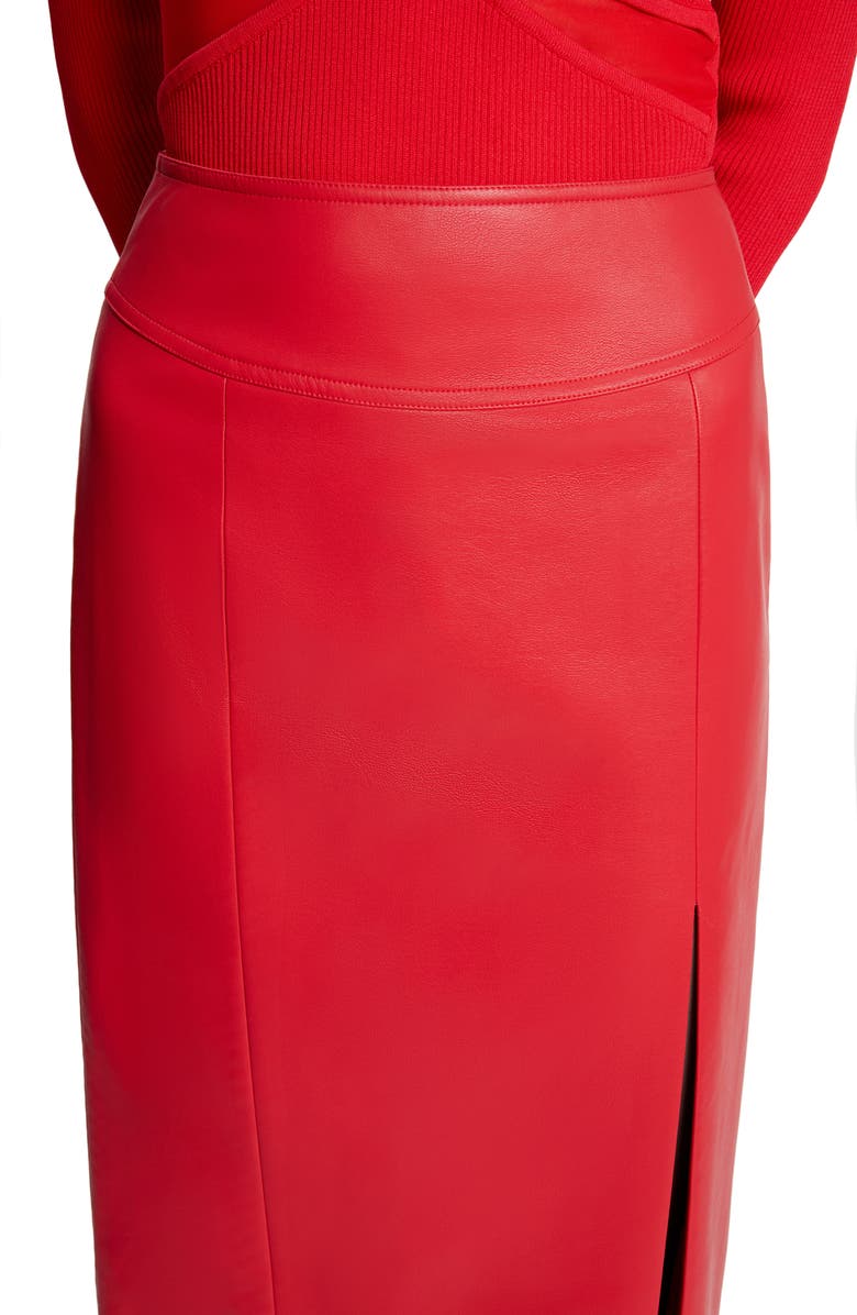 Bardot Dante Faux Leather Slit Midi Skirt, Alternate, color,