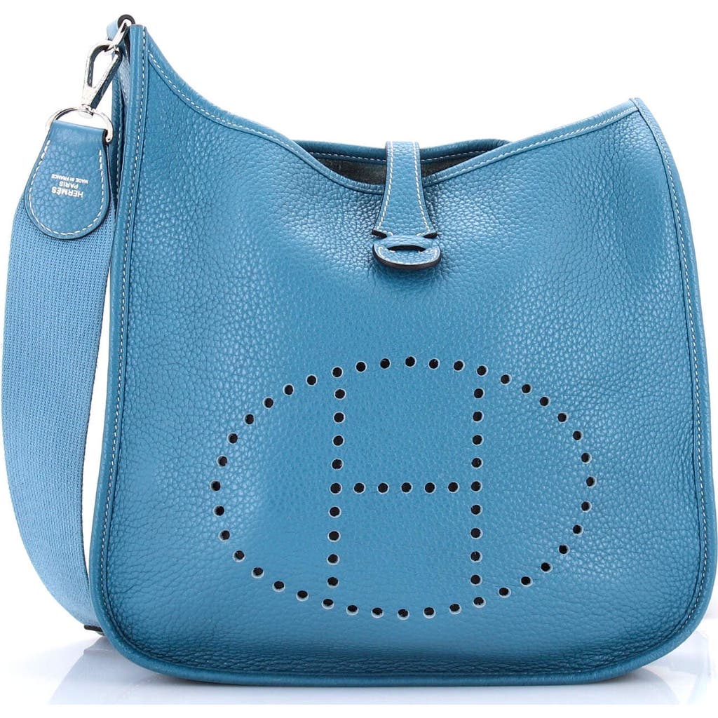 Pre-owned Hermes Hermes Evelyne Bag Gen Iii Clemence Pm In Blue