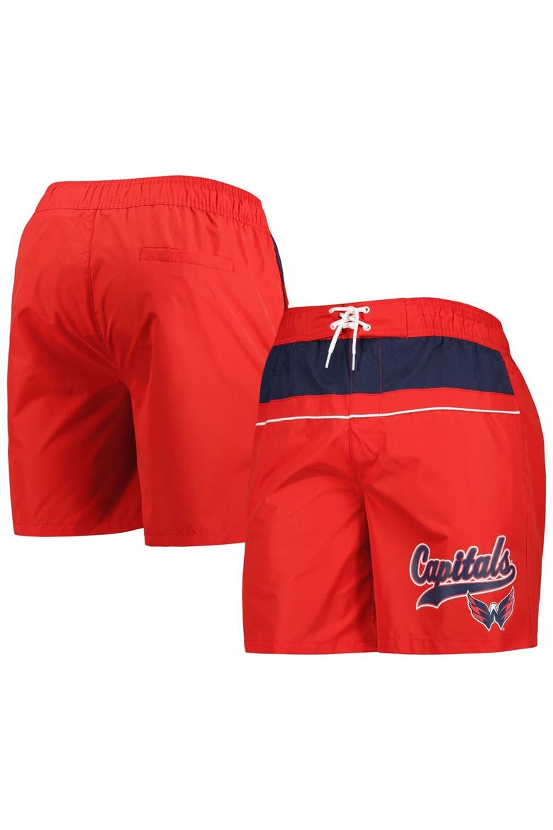 Men's Starter Red Washington Capitals Freestyle Volley Swim Shorts, Main, color, Red