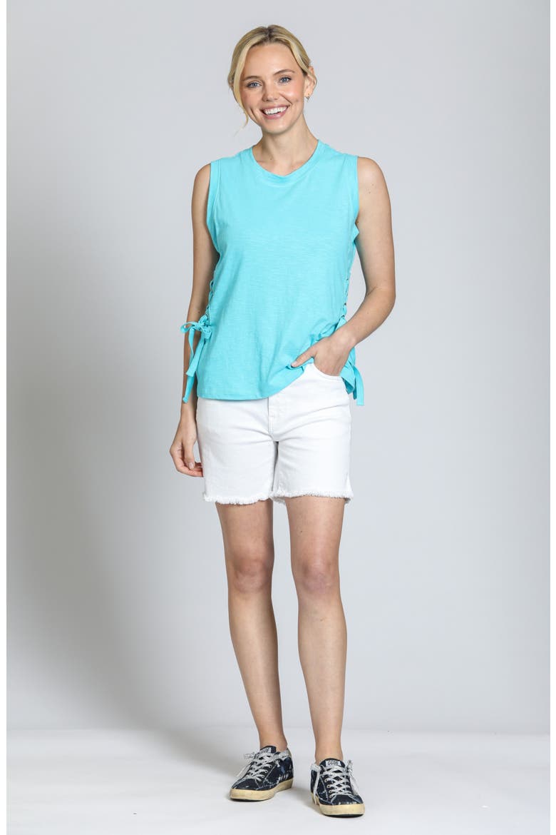 Side Laced Cotton Tank, Alternate, color, CAPRI