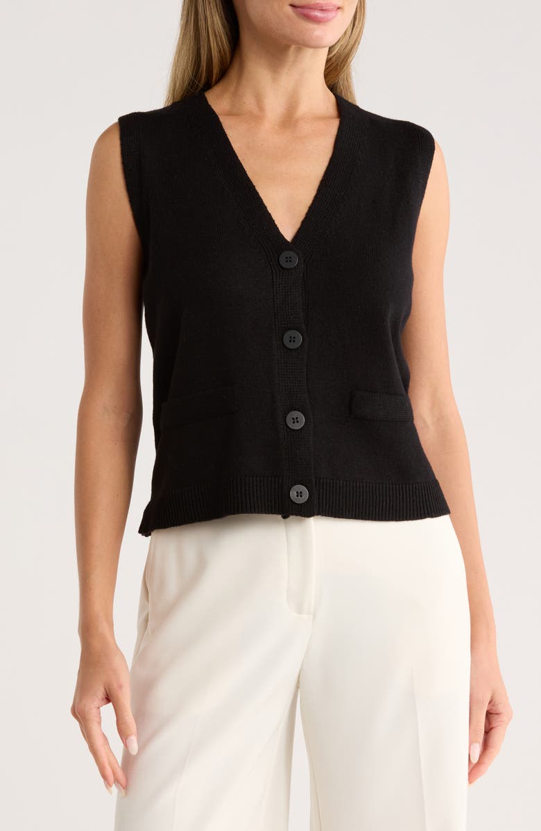 MAX STUDIO V-Neck Sweater Vest, Main, color, Black