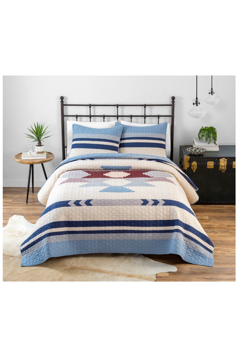 Diamond Ridge Quilt & Sham Set, Main, color, BLUE MULTI