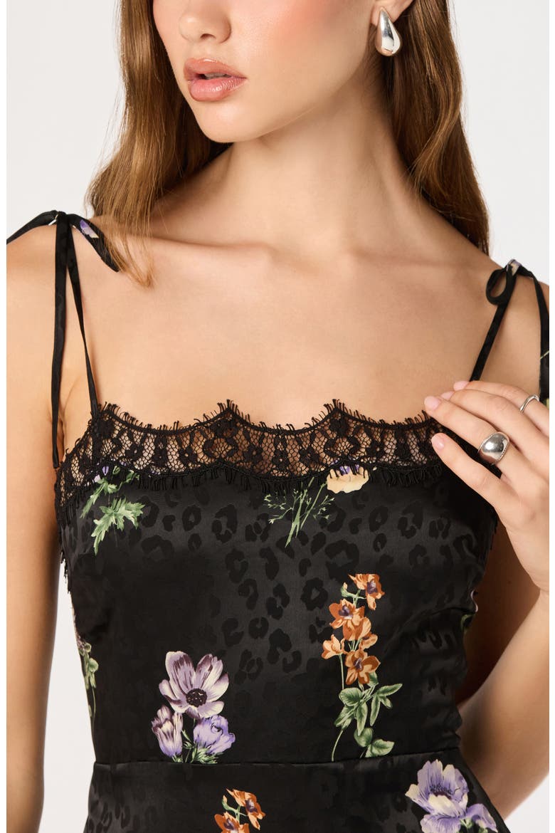 Patience Lace Trim Minidress, Alternate, color, BLACK LEOPARD FLORAL