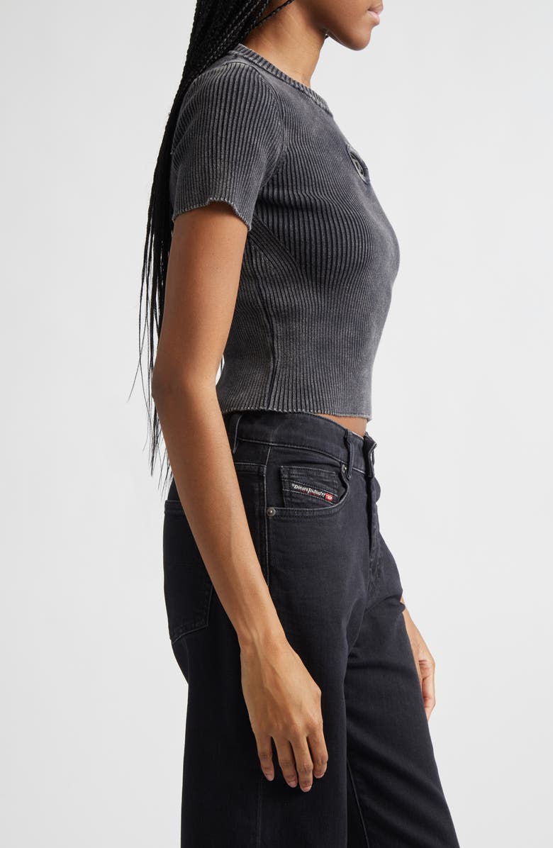 DIESEL<sup
®</sup
 M-Anchor-A Short Sleeve Rib Sweater, Alternate, color, Black