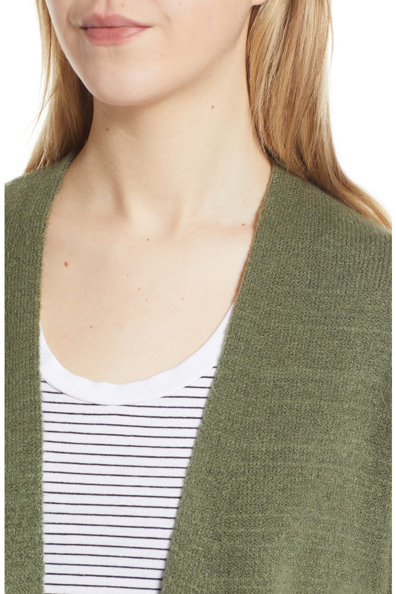 Collarless Open Front Long Cardigan, Alternate, color, GREEN SORREL