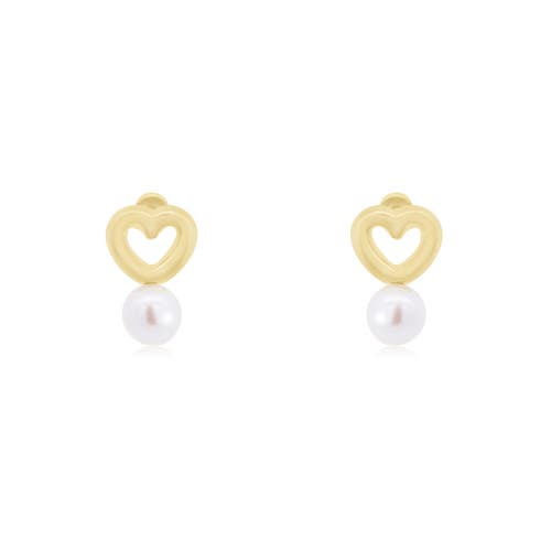 The Lovery Fine Jewelry Baby Pearl Heart Screw Back Stud Earrings In Gold
