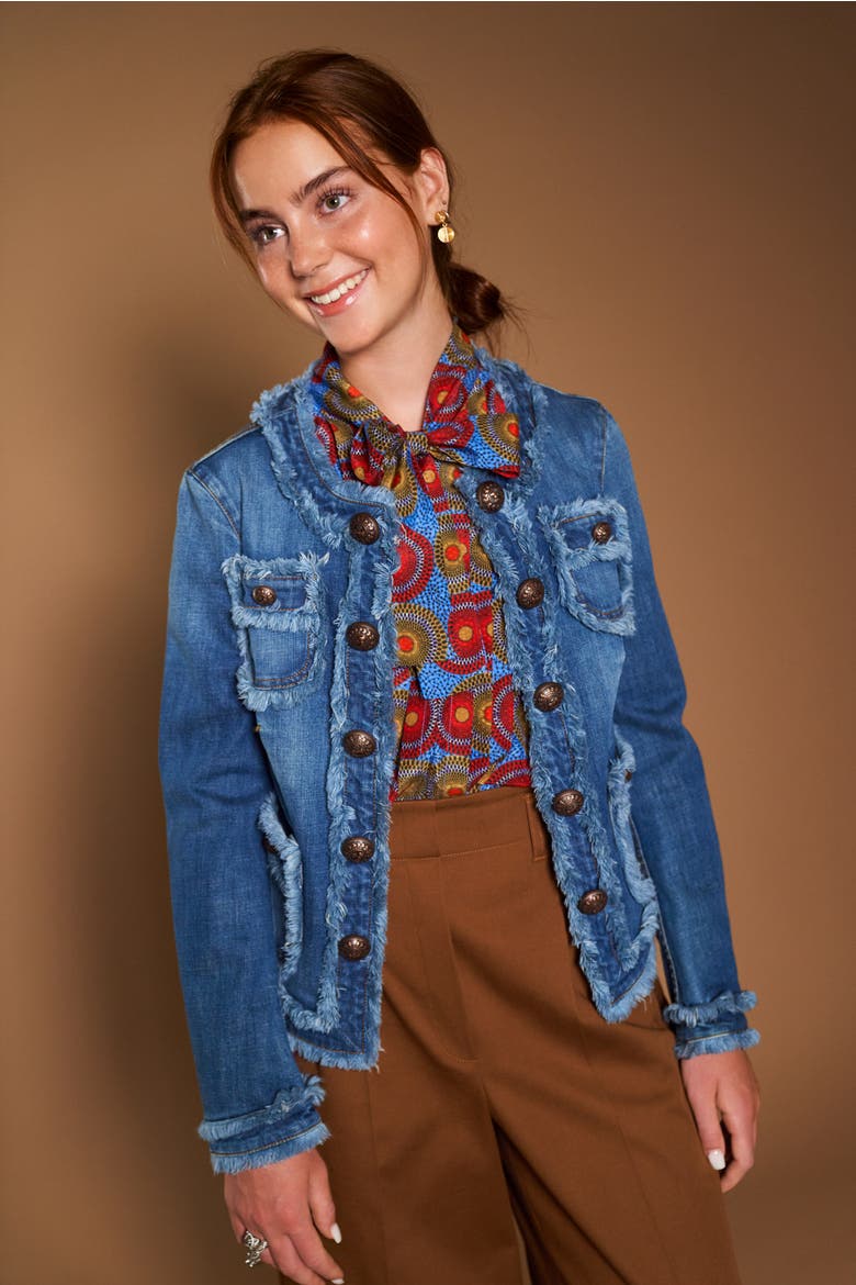 Jeans Jacket With Fringes, Alternate, color, Jeans Blue
