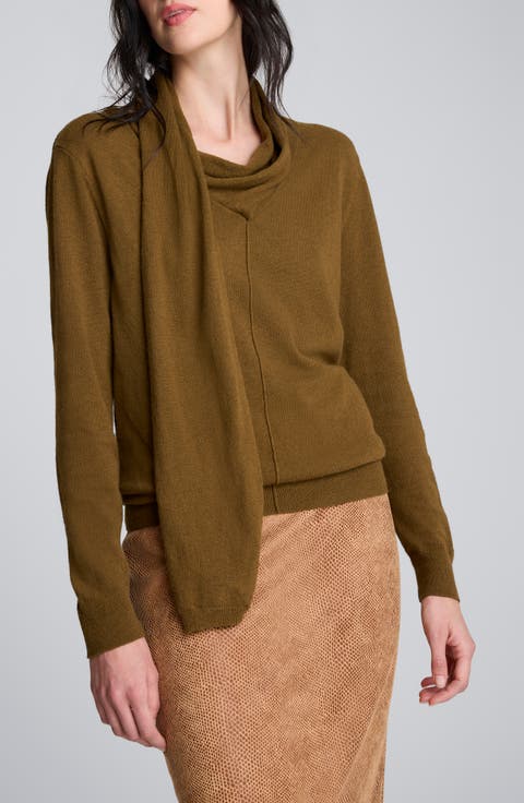 Cowl Neck SWeater with Attached Scarf