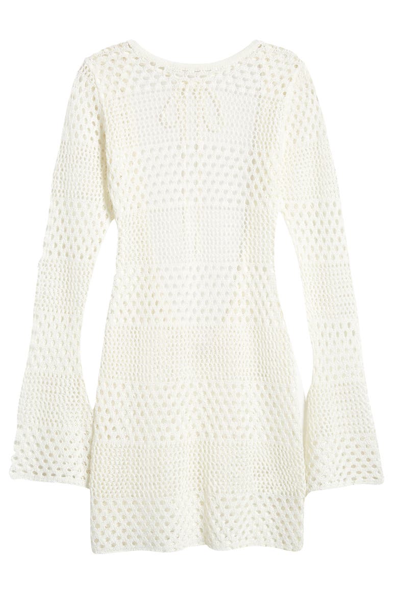 Indie Long Sleeve Open Back Sheer Cover-Up Dress, Alternate, color, CREAM