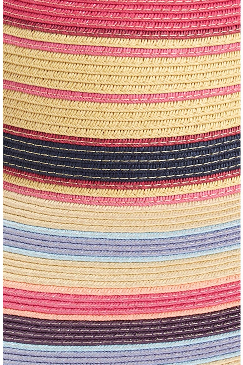 Ombré Stripe Floppy Straw Hat, Alternate, color, PINK COMBO