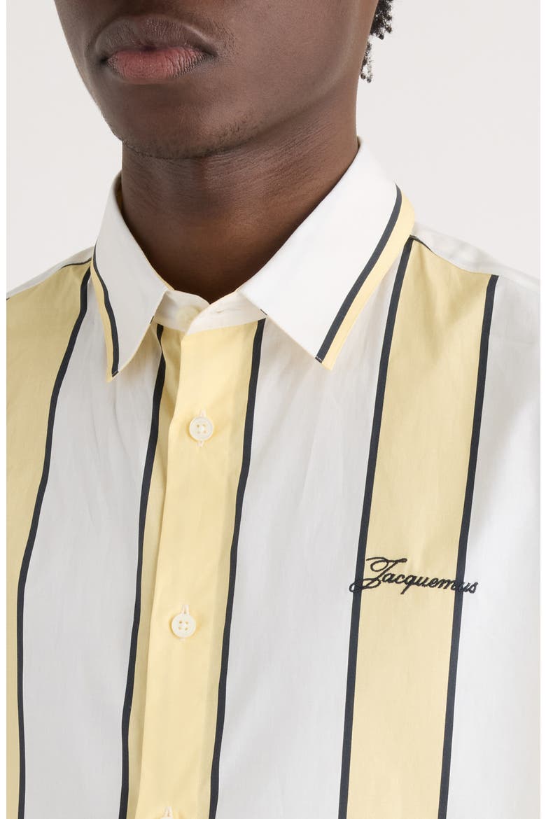 La Chemise Simon Stripe Button-Up Shirt, Alternate, color, PRINT STRIPES WHITE / YELLOW