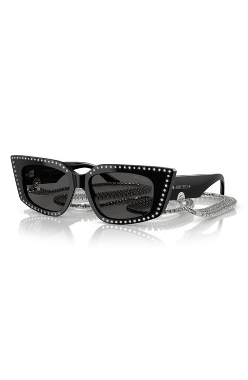 Jimmy Choo 52mm Cat Eye Sunglasses With Embellished Chain In Black