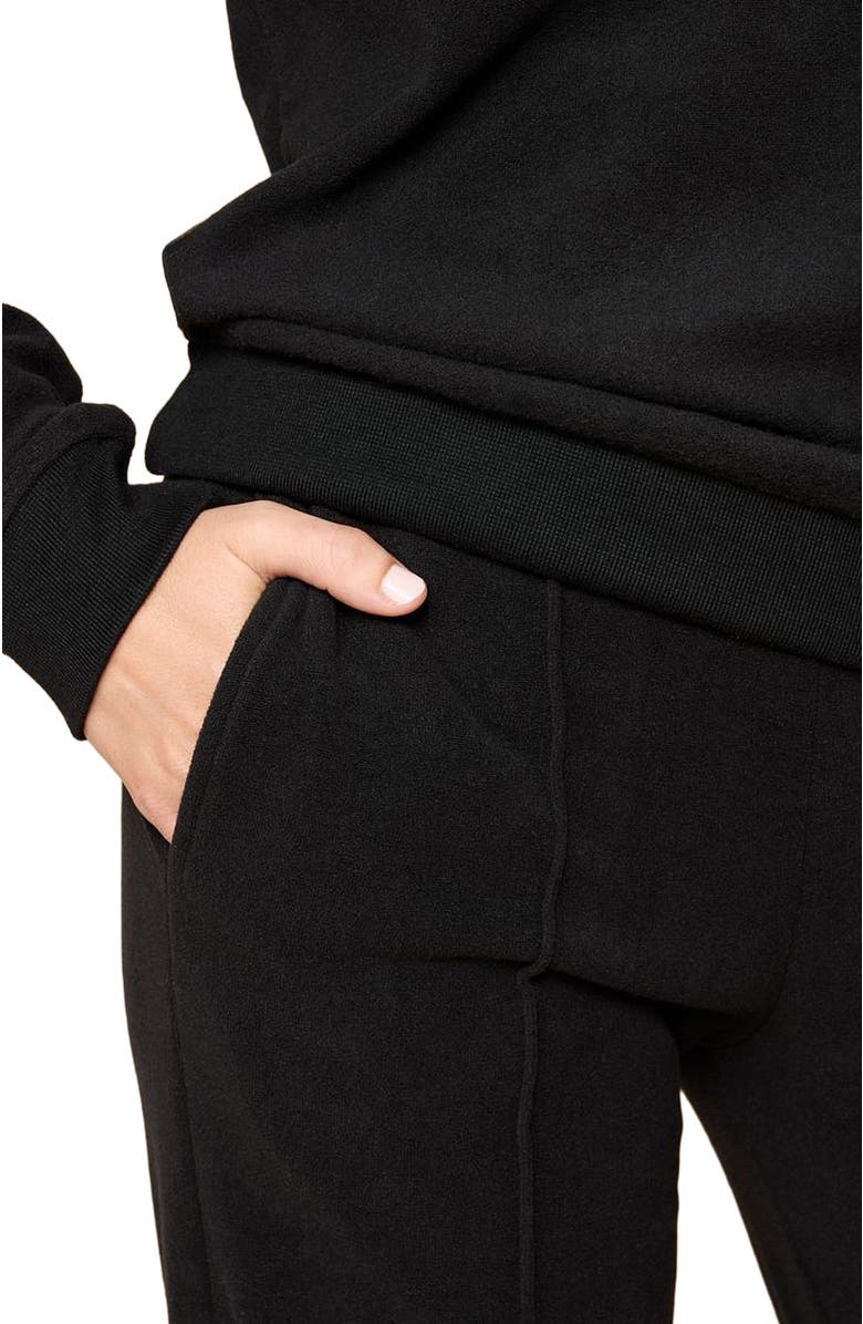 Softies Vintage Velvet Crewneck with Pintuck Pant, Alternate, color, Black