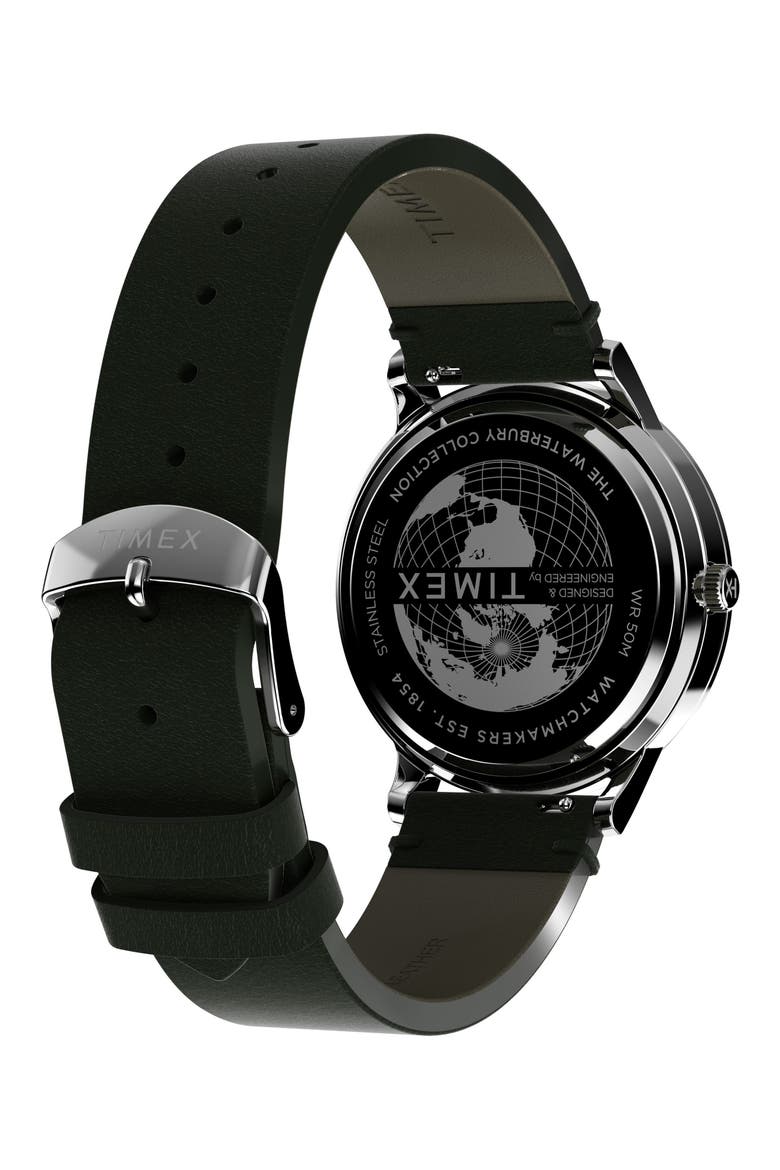 Waterbury Leather Strap Watch, 40mm, Alternate, color, GREEN