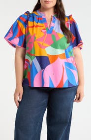 SUGARLIPS Chroma Abstract Winslet Ruffle Top