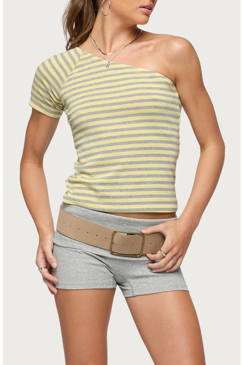 Eulia One-Shoulder Stripe Top, Main, color, GRAY-MELANGE-AND-YELLOW