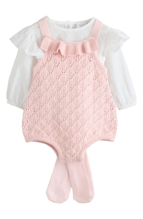 Kids' 3-Piece Knitted Romper, Bodysuit & Tights Set