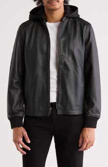 Cafe Racer Removable Hood Leather Jacket