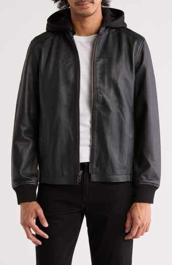 Cafe Racer Removable Hood Leather Jacket