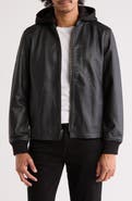 Frye Cafe Racer Removable Hood Leather Jacket