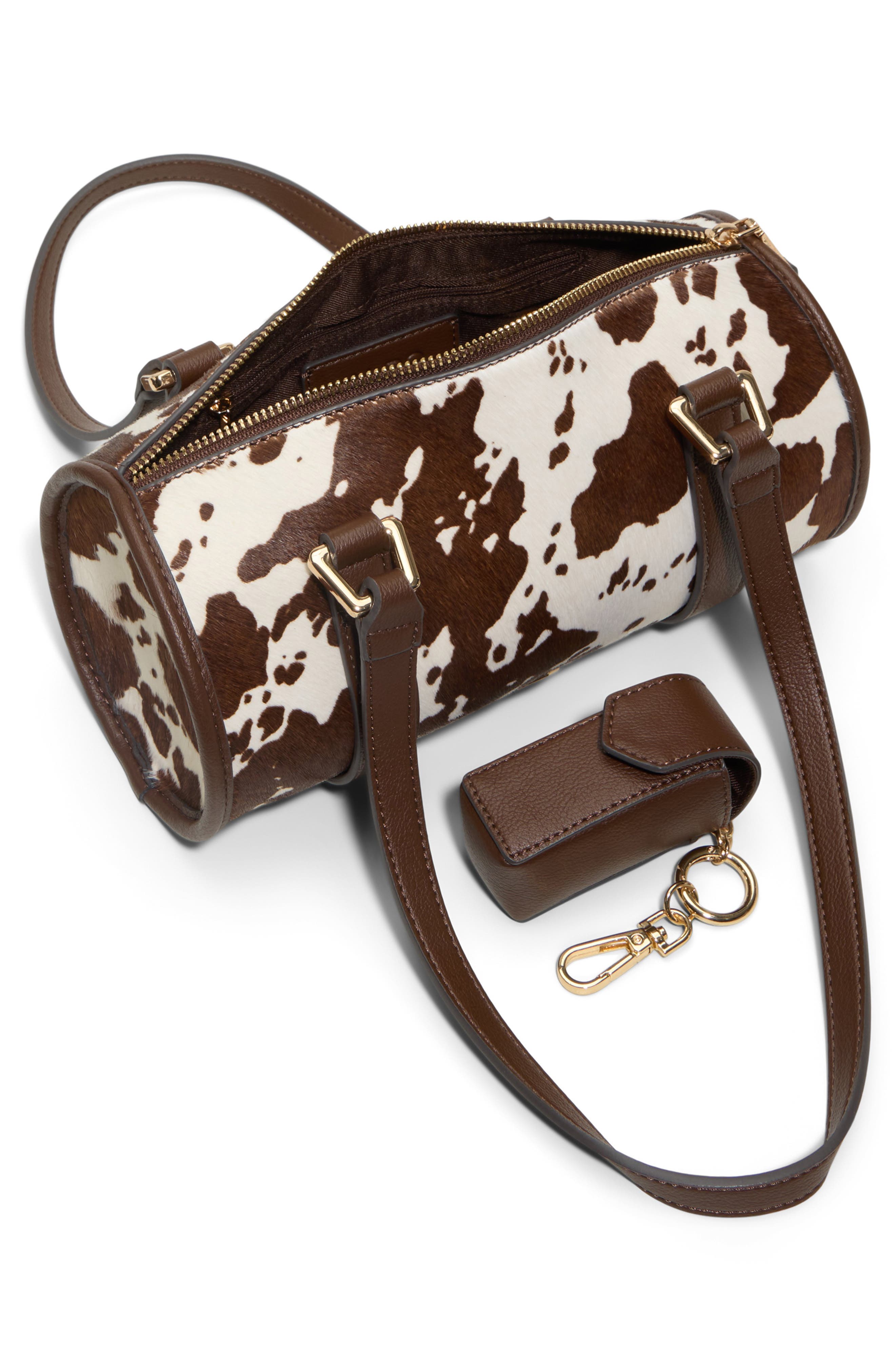 ALDO Beatrizz Genuine Calf Hair Barrel Bag, Alternate, color, Other Brown