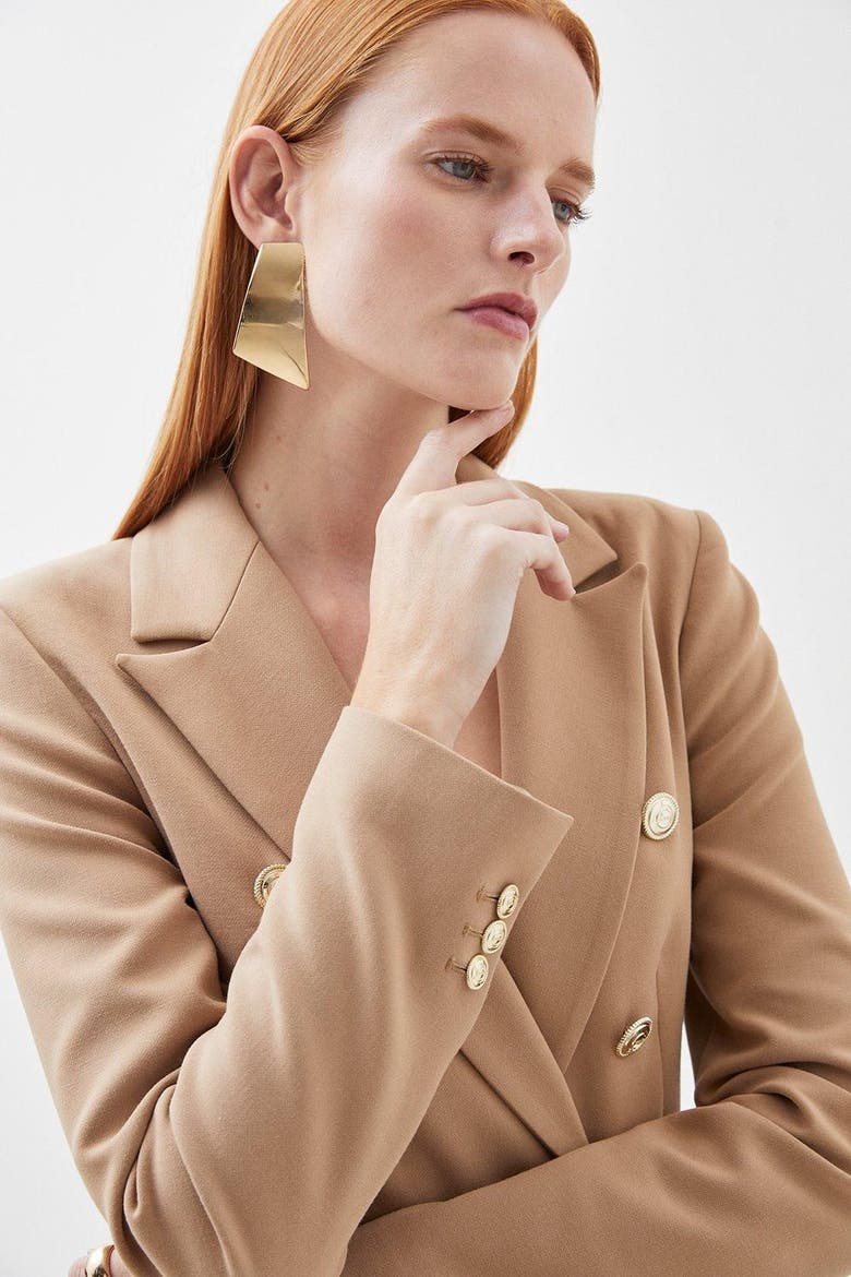 Tailored Button Military Blazer, Alternate, color, Camel