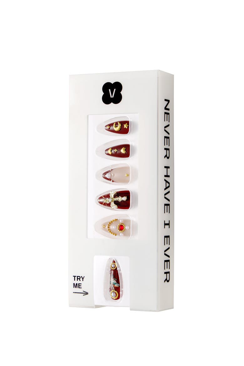 Burgundy Cherub Red French Tip Press On, Main, color, Red