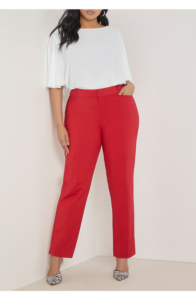 ELOQUII Kady Fit Double-Weave Pant, Alternate, color, Scarlet Sage