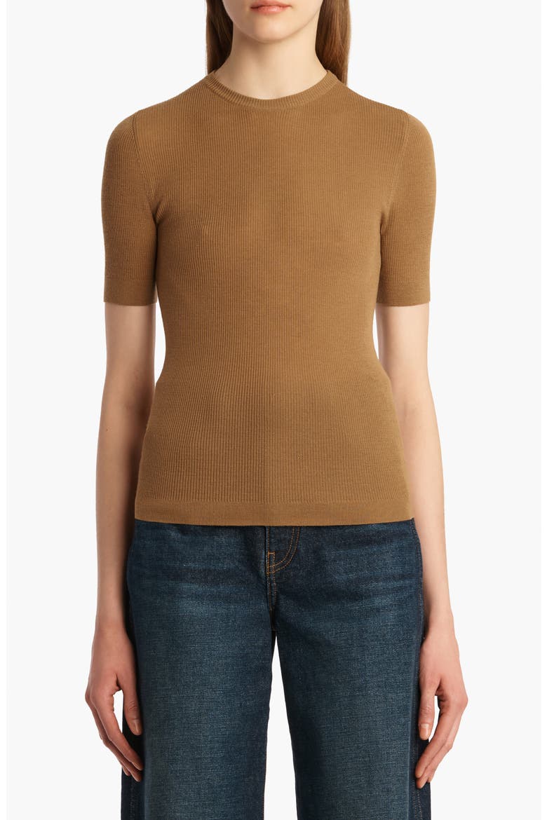Celina Merino Wool Blend Rib Sweater, Main, color, MAPLE