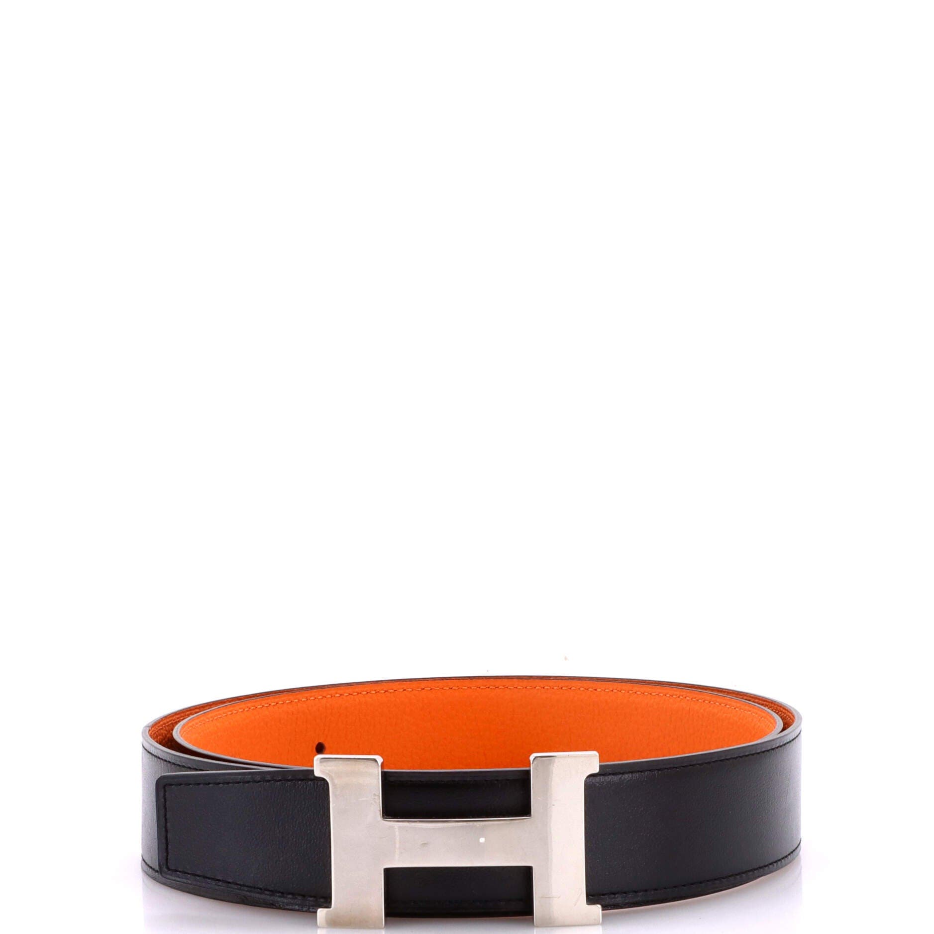 Pre-Owned Hermes Constance Reversible Belt Leather Wide, Main, color, Black