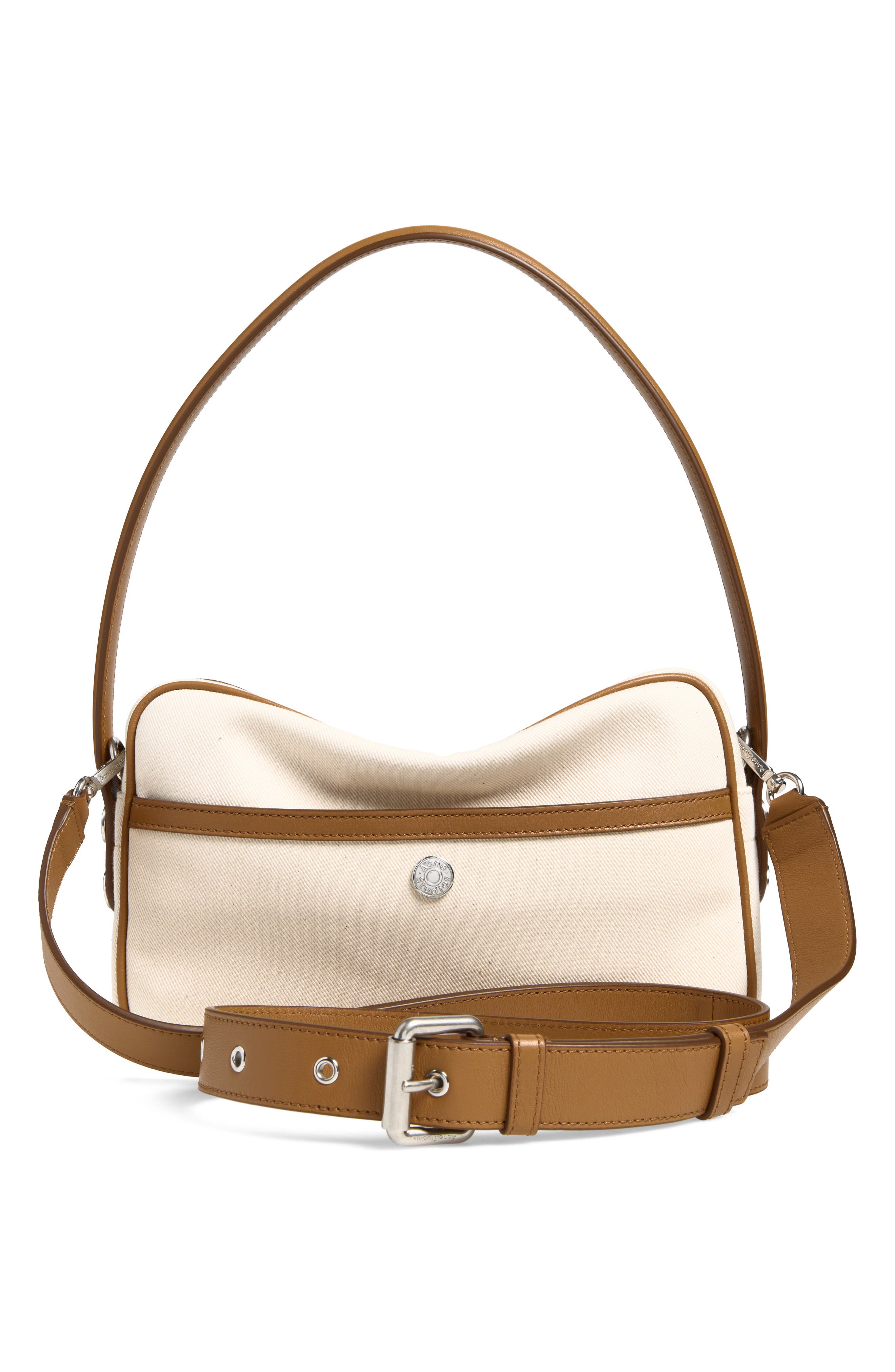 Camero Party Canvas & Leather Shoulder Bag, Alternate, color, CREAM BEIGE/ BROWN