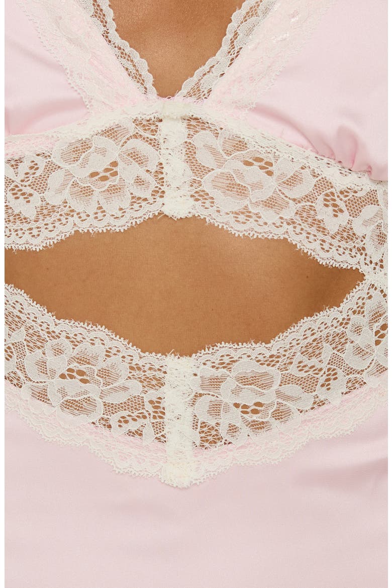 Korlina Lace Detail Cutout Minidress, Alternate, color, PINK