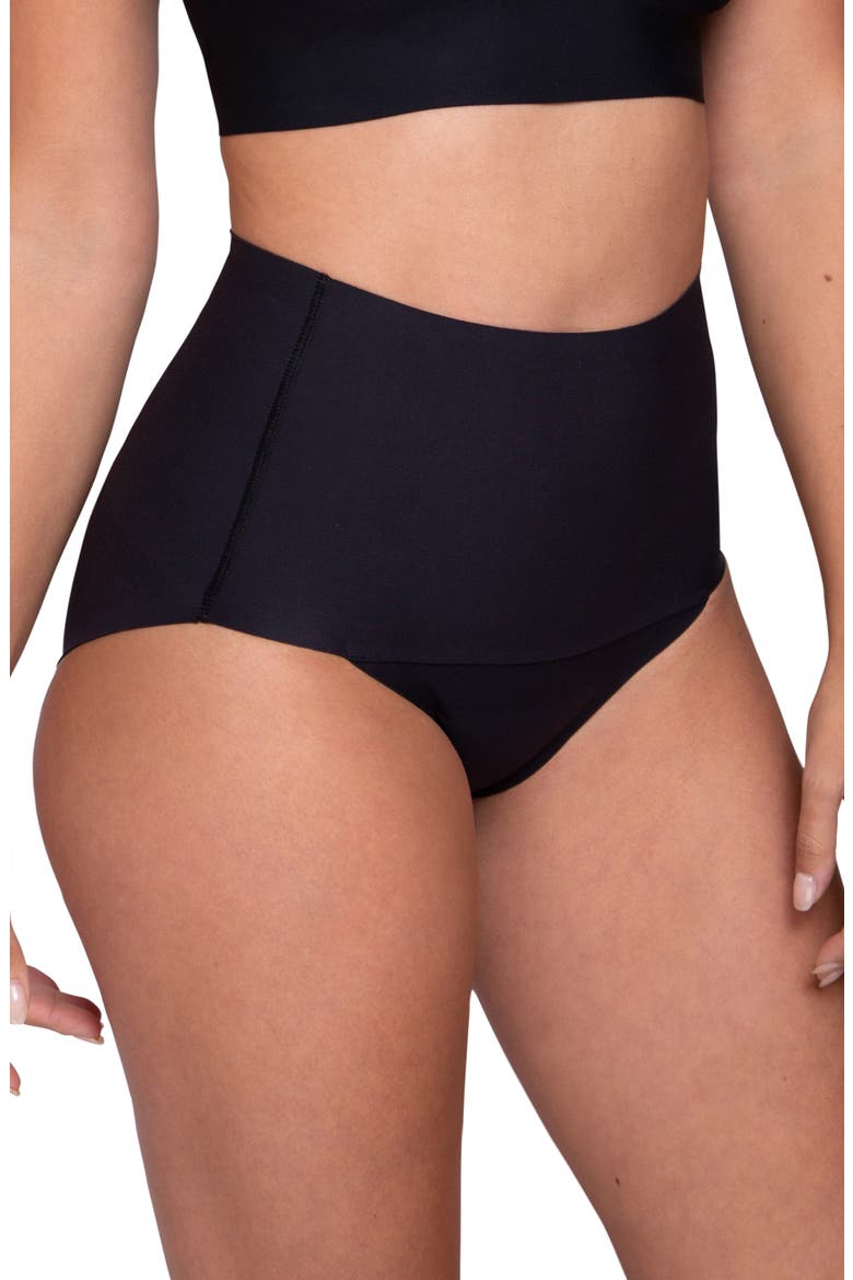 Assorted 2-Pack Period & Leak Resistant High Waist Super Light Absorbency Smoothing Briefs, Alternate, color, BLACK/ BLACK